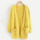 Shein Pocket Front Fuzzy Sweater Coat