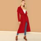 Shein Draped Collar Self Belted Coat