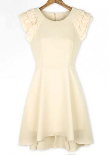 Rosewe Elegant Apricot Round Neck Sleeveless A Line Dress