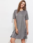 Shein Drop Shoulder Frill Trim Glitter Tee Dress