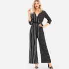 Shein Mixed Print Belted Palazzo Jumpsuit