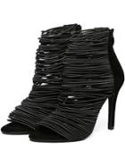 Shein Black Peep Toe Straps High Stiletto Heel Sandals