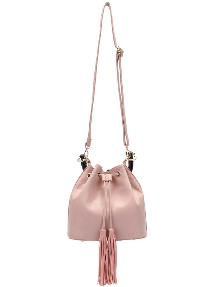 Shein Pink Drawstring Tassel Pu Shoulder Bag