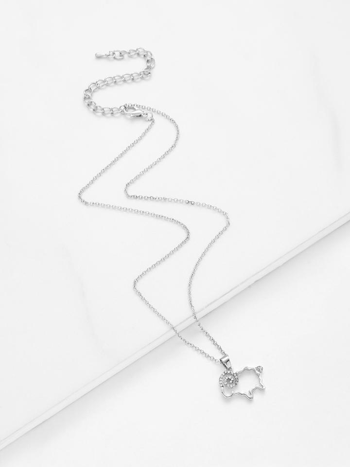 Shein Rhinestone Detail Sheep Pendant Chain Necklace