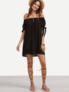 Shein Bardot Tied Cuff Swing Dress
