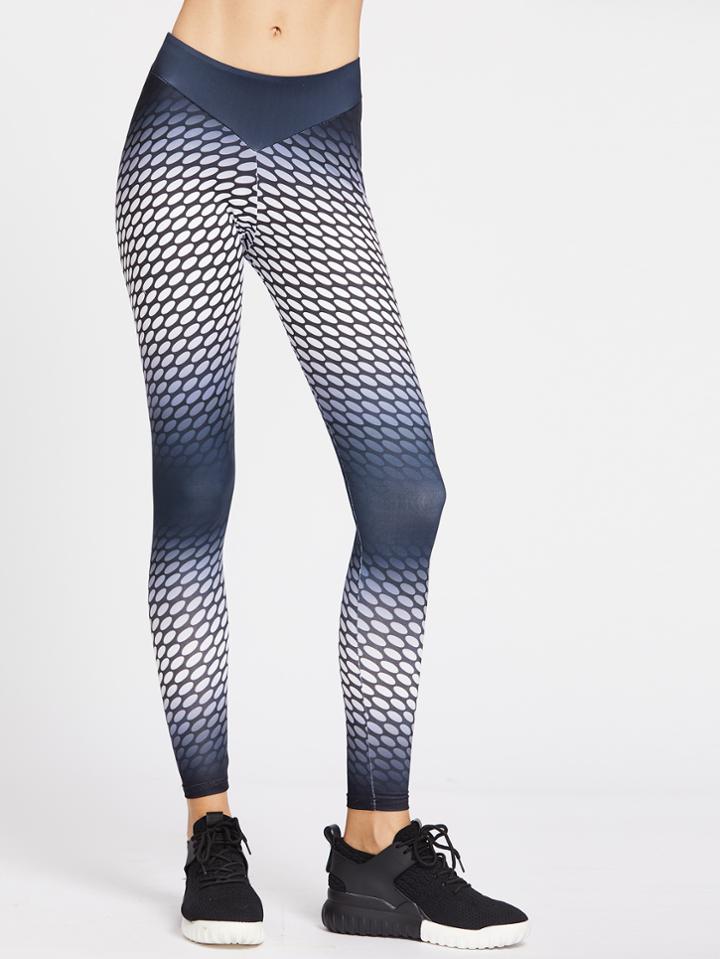 Shein Ombre Textured Dots Print Gym Leggings