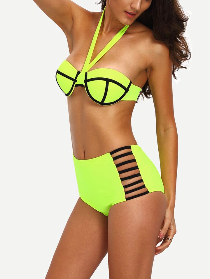 Shein Halter Ladder Cutout Bodice Bikini Set