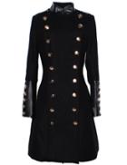 Shein Black Stand Collar Double Breasted Long Coat