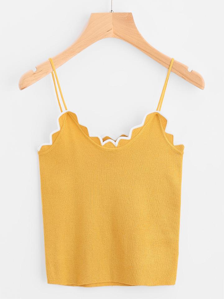 Shein Contrast Scallop Trim Knit Cami Top