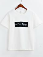 Shein White Letter Print Patch T-shirt