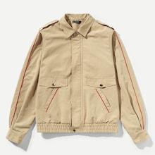 Shein Men Elastic Hem Pocket Collar Neck Coat