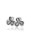 Shein Rhinestone Two Tone Flower Stud Earrings