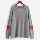 Shein Plus Heart Pattern Raglan Sleeve Jumper