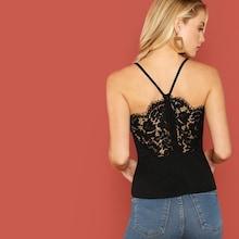 Shein V-strap Lace Back Peplum Cami Top