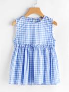 Shein Gingham Frill Trim Keyhole Back Smock Top