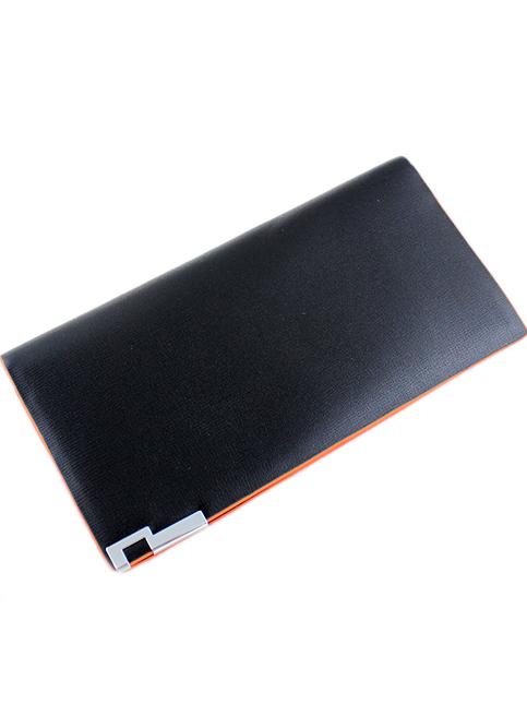 Shein Black Contrast Orange Trims Pu Clutch Bag
