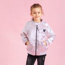 Shein Girls Contrast Raglan Sleeve Letter Print Jacket