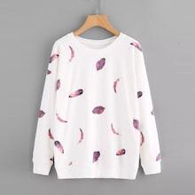 Shein Plus Feather Print Sweatshirt