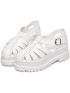 Shein White Round Toe Flat Caged Shoes