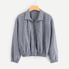 Shein Striped Zip Up Jacket