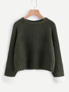 Shein Texture Knit Raw Cut Back Sweater