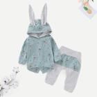 Shein Toddler Boys Rabbit Face Print Hoodie With Pocket Front Pants