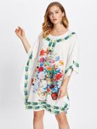 Shein Flower Print Poncho Dress