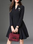 Shein Navy V Neck A-line Dress