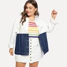 Shein Plus Two-tone Buttoned Jacket