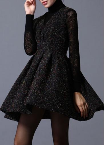 Rosewe Elegant Long Sleeve Turtleneck Woman A Line Dress