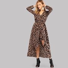 Shein Leopard Ruffle Asymmetrical Dress