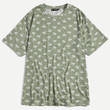 Shein Men Tropical Print Tunic Tee