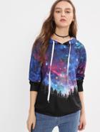 Shein Dropped Shoulder Galaxy Print Hoodie