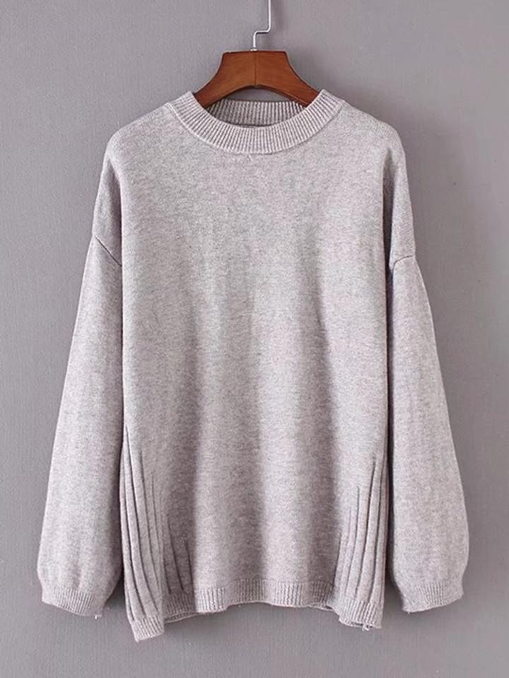 Shein Rib Detail Drop Shoulder Sweater