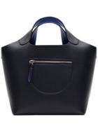 Shein Black Blue Zipper Pu Tote Bag