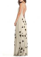 Rosewe Graceful Open Back Round Neck Swallow Print Maxi Dress