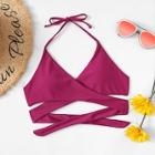 Shein Crisscross Solid Halter Swimming Top