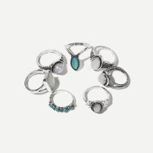 Shein Gemstone Decorated Rings Set 7pcs