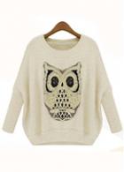 Rosewe Chic Print Design Long Sleeve Beige Sweaters For Autumn