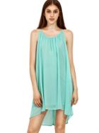 Shein Spaghetti Strap Hollow Shift Neon Mint Green Braces Sun Slip Dresses