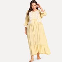 Shein Plus Floral Lace Ruffle Hem Night Dress