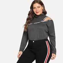 Shein Plus Letter Taped Tee