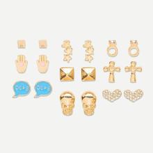 Shein Skeleton & Star Stud Earrings 9pairs