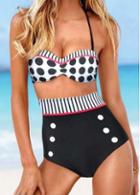 Rosewe Cute Two Pieces Swimwear Dot Printed Bra With Thong
