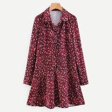 Shein Leopard Print Ruffle Hem Shirt Dress
