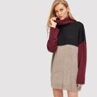 Shein Drop Shoulder Color-block Knit Dress