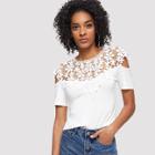 Shein Cutout Embroidery Appliques Insert Shoulder Tee