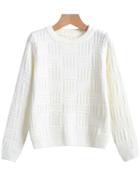 Shein White Round Neck Cable Knit Sweater