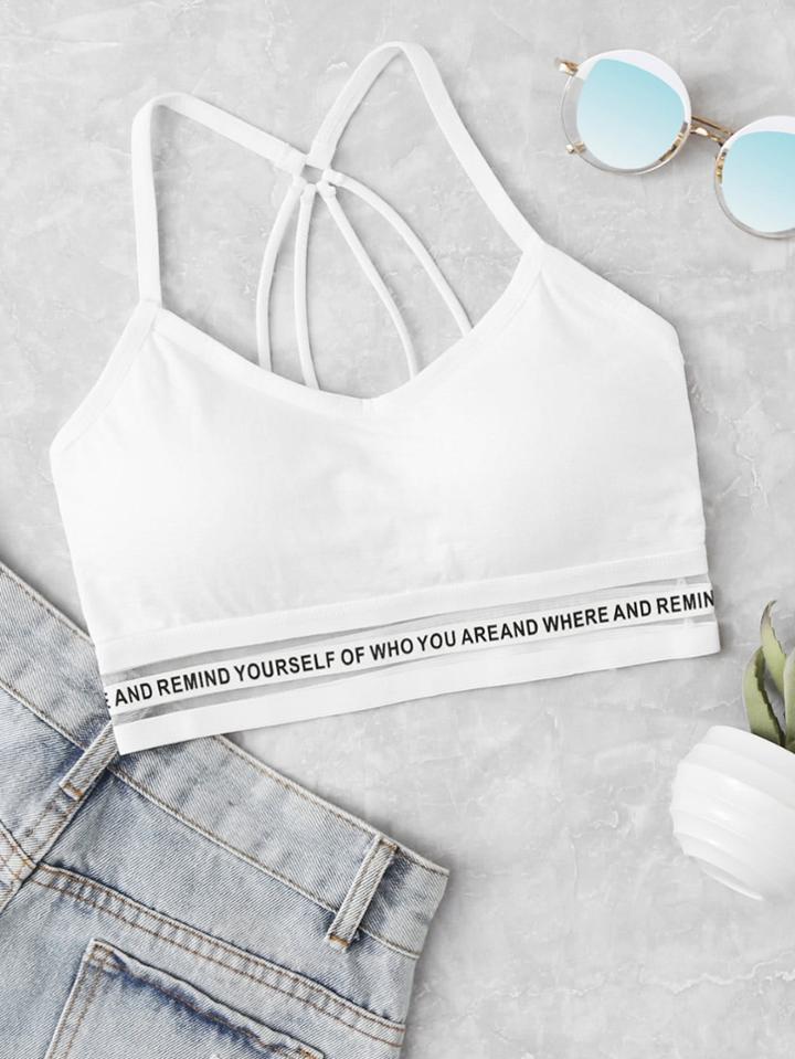 Shein Slogan Print Hem Cami Top