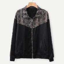 Shein Contrast Snakeskin Print Bomber Jacket